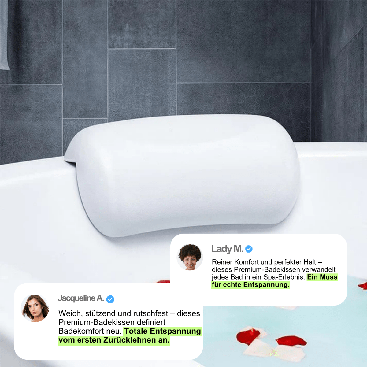 Coussin de Bain Ergonomique Antidérapant | Soutien Optimal pour Détente et Relaxation