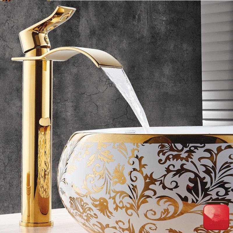 Robinet de Lavabo en Laiton | Effet Cascade pour Salle de Bain Élégante