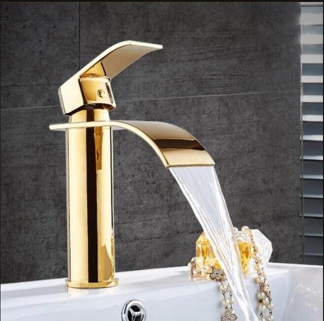 Robinet de Lavabo en Laiton | Effet Cascade pour Salle de Bain Élégante