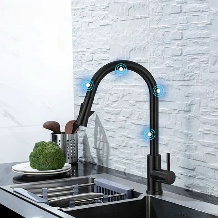 Robinet de Cuisine à Capteur | Acier Inoxydable avec Bec Rétractable