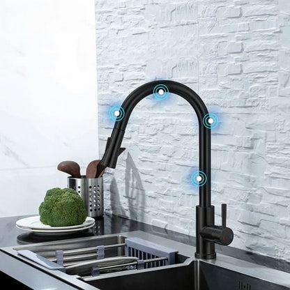 Robinet de Cuisine à Capteur | Acier Inoxydable avec Bec Rétractable
