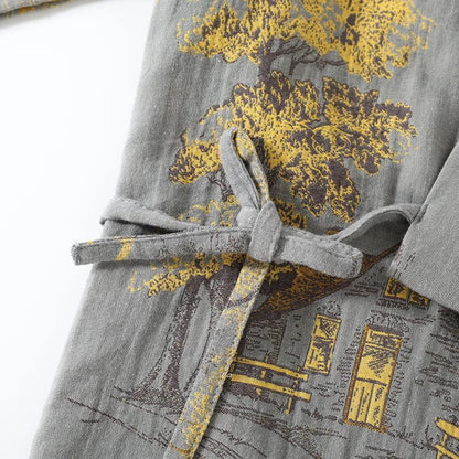 Ensemble de Pyjama Kimono Confortable | Motifs Aquarelle pour Détente à la Maison