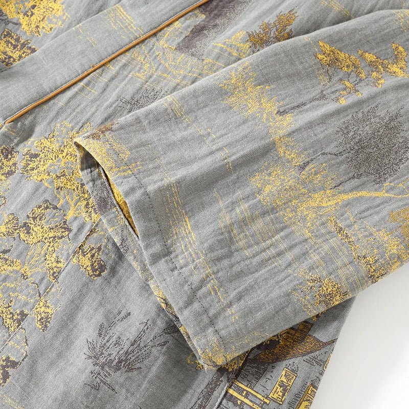 Ensemble de Pyjama Kimono Confortable | Motifs Aquarelle pour Détente à la Maison