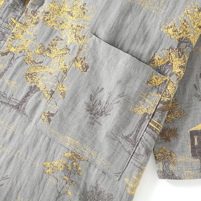 Ensemble de Pyjama Kimono Confortable | Motifs Aquarelle pour Détente à la Maison
