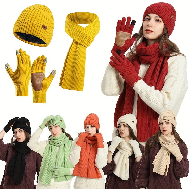 Ensemble d'accessoires d'hiver tricotés | Confort et Style pour Activités Extérieures