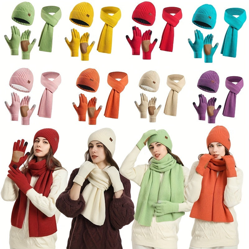 Ensemble d'accessoires d'hiver tricotés | Confort et Style pour Activités Extérieures