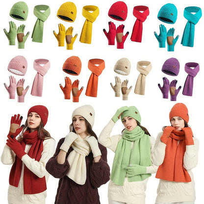 Ensemble d'accessoires d'hiver tricotés | Confort et Style pour Activités Extérieures