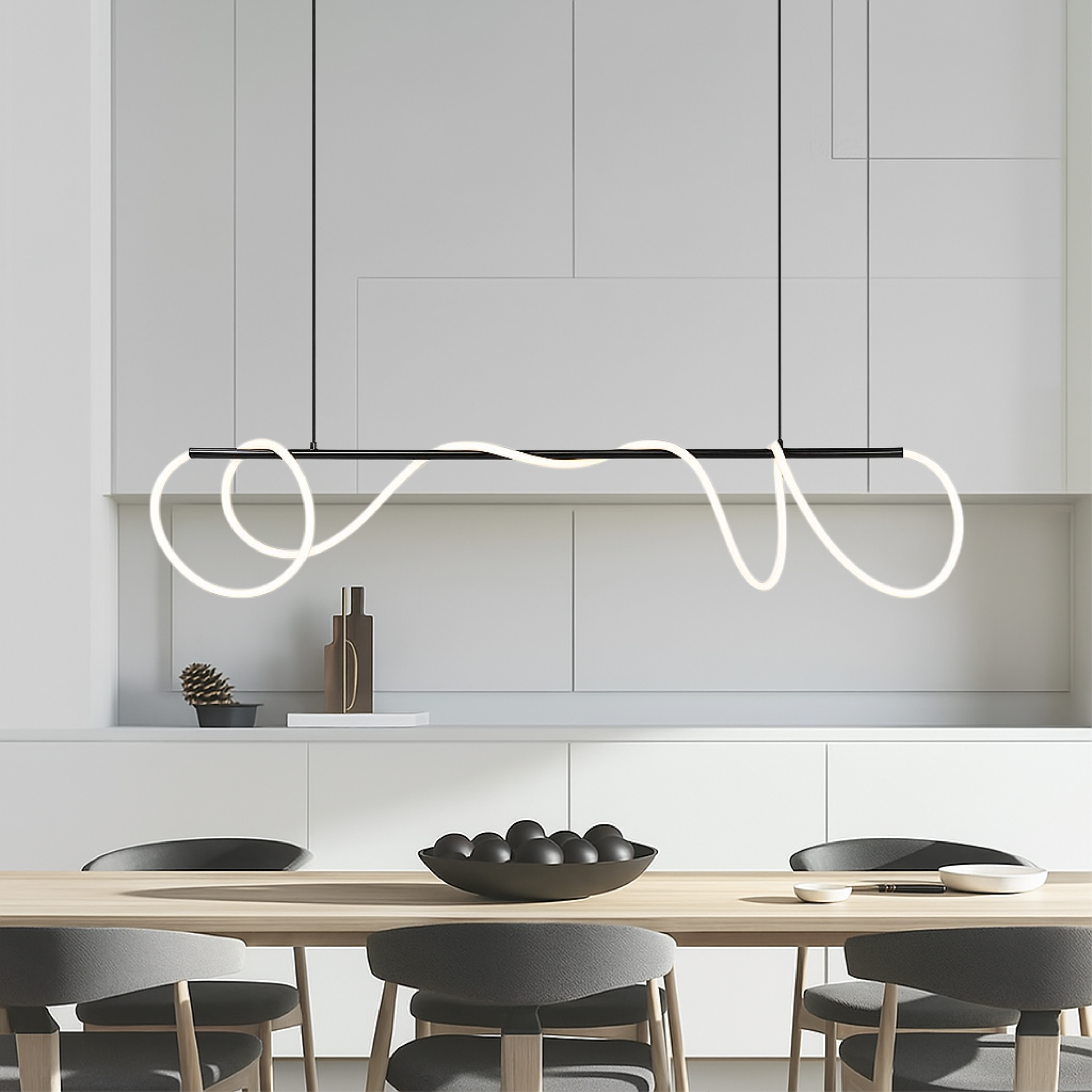 Suspension Linéaire pour Table de Cuisine | Éclairage Élégant et Réglable