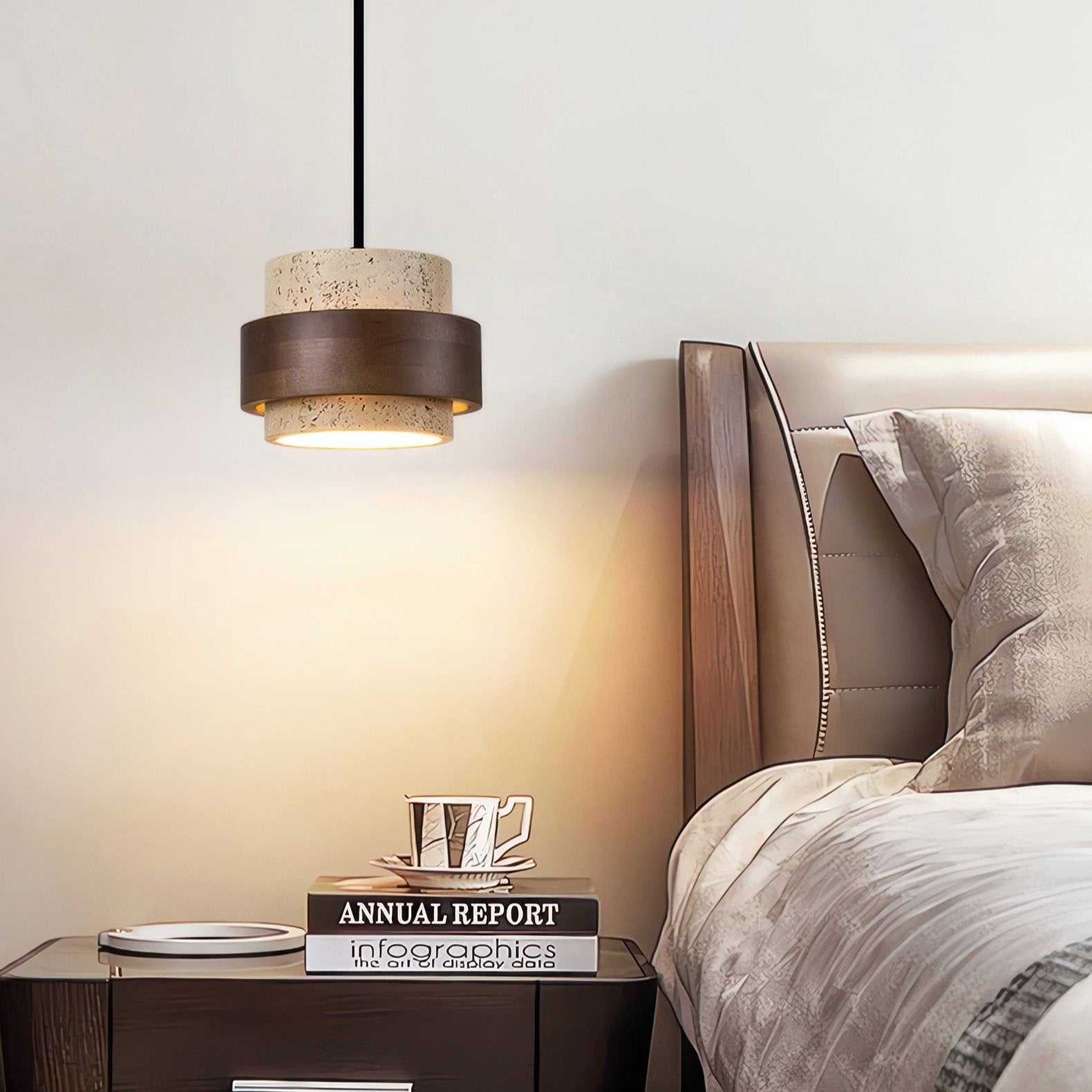 Lampe Suspendue en Pierre Naturelle | Esthétique Wabi-Sabi et Ambiance Chaleureuse