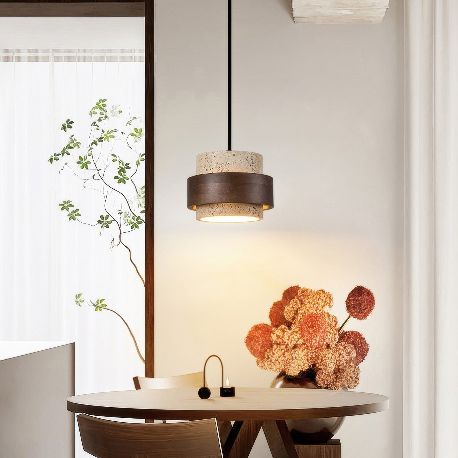 Lampe Suspendue en Pierre Naturelle | Esthétique Wabi-Sabi et Ambiance Chaleureuse