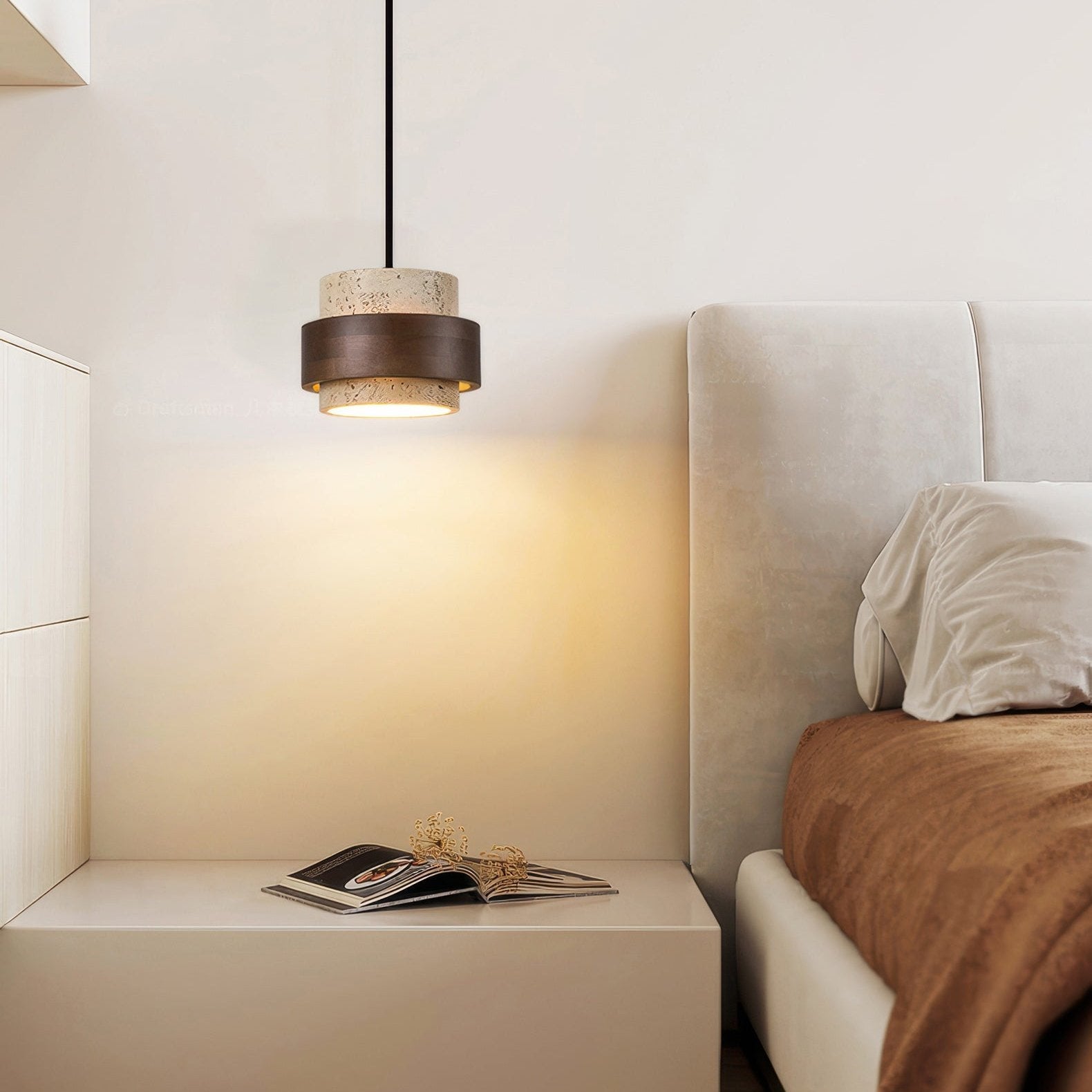 Lampe Suspendue en Pierre Naturelle | Esthétique Wabi-Sabi et Ambiance Chaleureuse