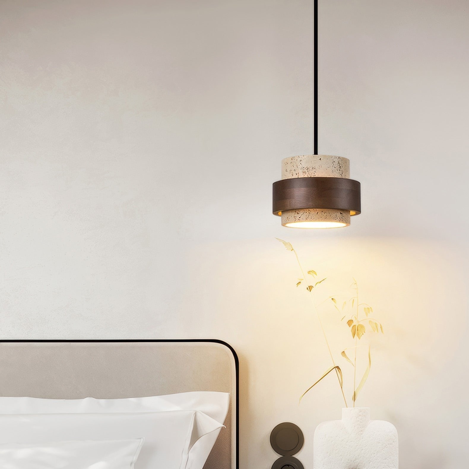 Lampe Suspendue en Pierre Naturelle | Esthétique Wabi-Sabi et Ambiance Chaleureuse