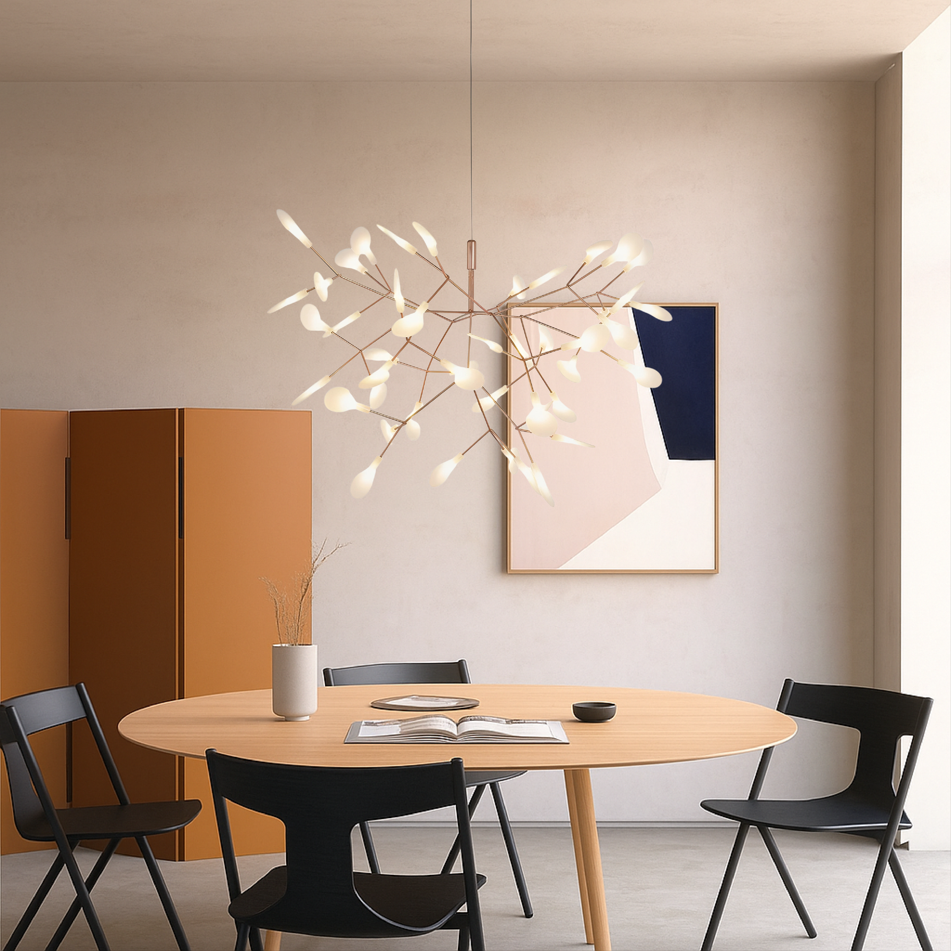 Lampe Suspendue LED en Or Rose | Élégance Naturelle et Atmosphère Chaleureuse