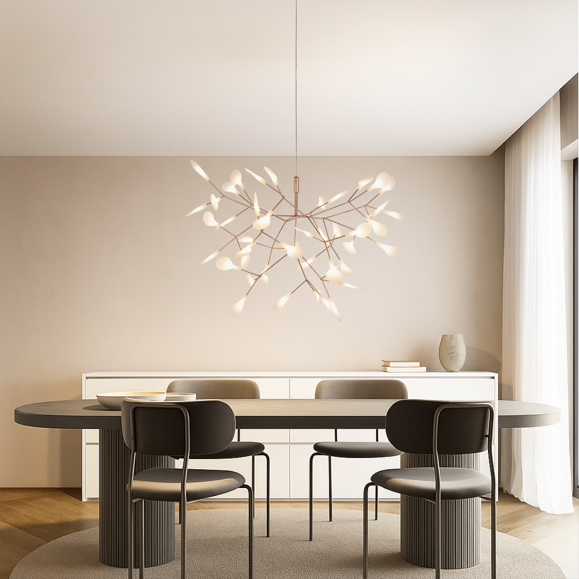 Lampe Suspendue LED en Or Rose | Élégance Naturelle et Atmosphère Chaleureuse