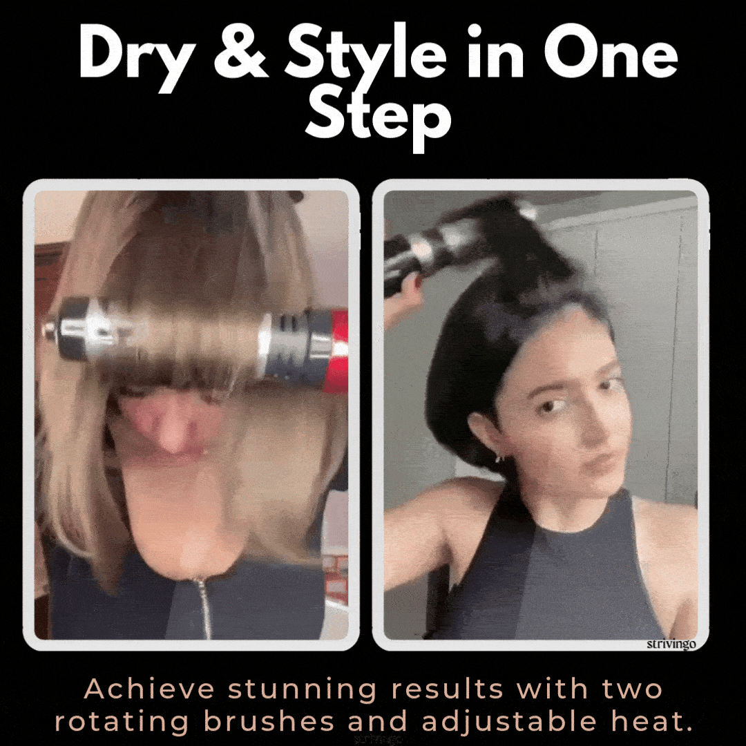 Sèche-Cheveux Rotatif 2-en-1 | Coiffage Rapide et Personnalisable