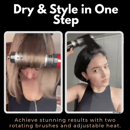 Sèche-Cheveux Rotatif 2-en-1 | Coiffage Rapide et Personnalisable