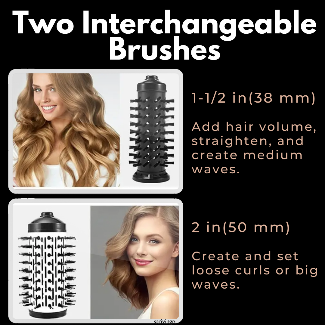Sèche-Cheveux Rotatif 2-en-1 | Coiffage Rapide et Personnalisable