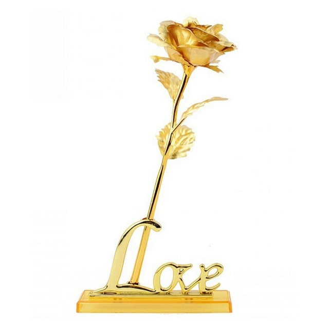 Rose Plaquée Or 24K | Souvenir d'Amour Éternel et Élégant