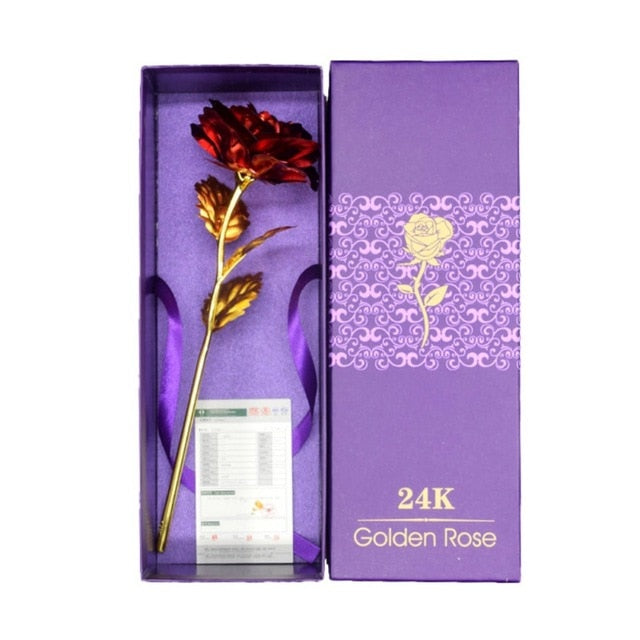 Rose Plaquée Or 24K | Souvenir d'Amour Éternel et Élégant