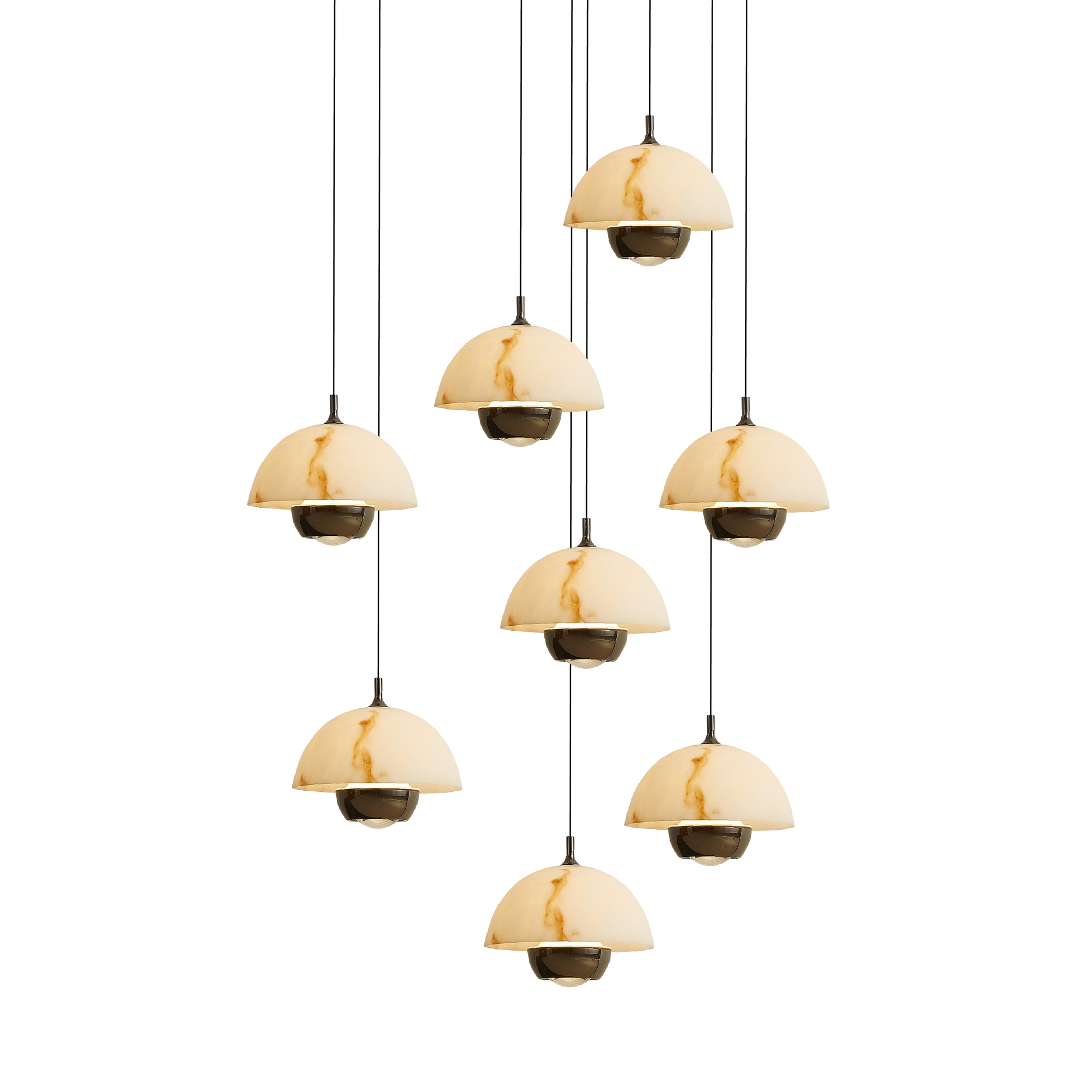 Lustre en Marbre à 8 Têtes | Éclairage Contemporain pour Escaliers