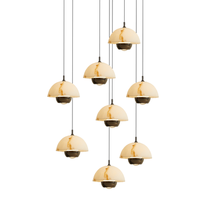 Lustre en Marbre à 8 Têtes | Éclairage Contemporain pour Escaliers