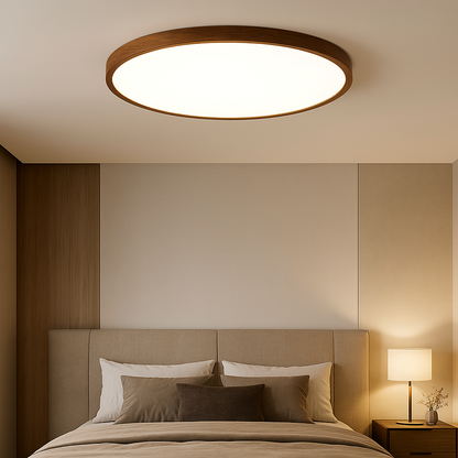 Lampe de Plafond en Bois Foncé | Éclairage LED et Design Élégant