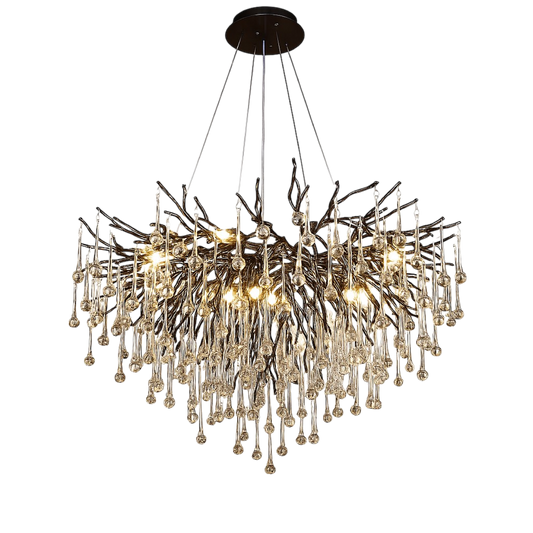 Lustre Noir Raindrop Design Élégant | Éclairage Sophistiqué et Artistique