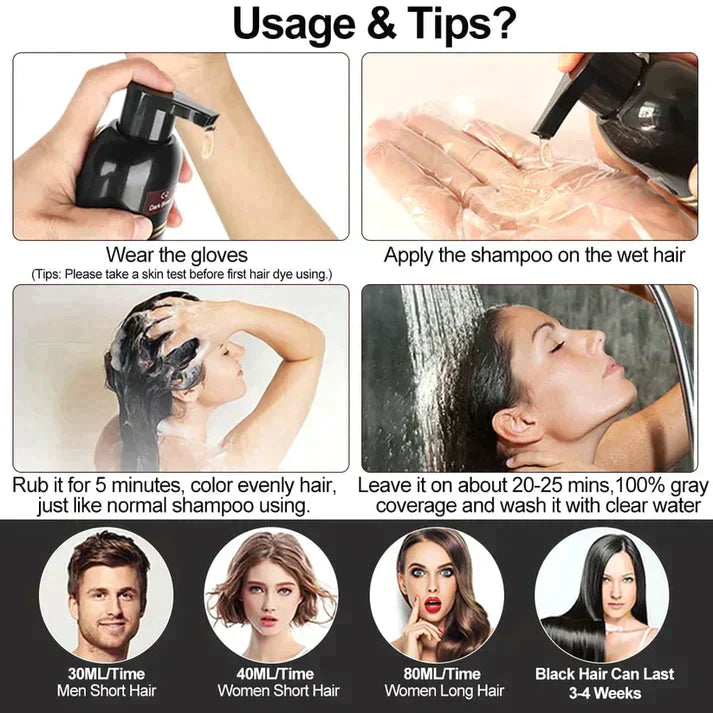 Shampooing Colorant Noir Naturel | Cheveux Brillants et Sains