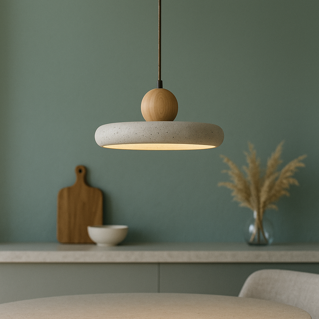Lampe Suspendue en Bois Travertin | Élégance Contemporaine et Atmosphère Cosy