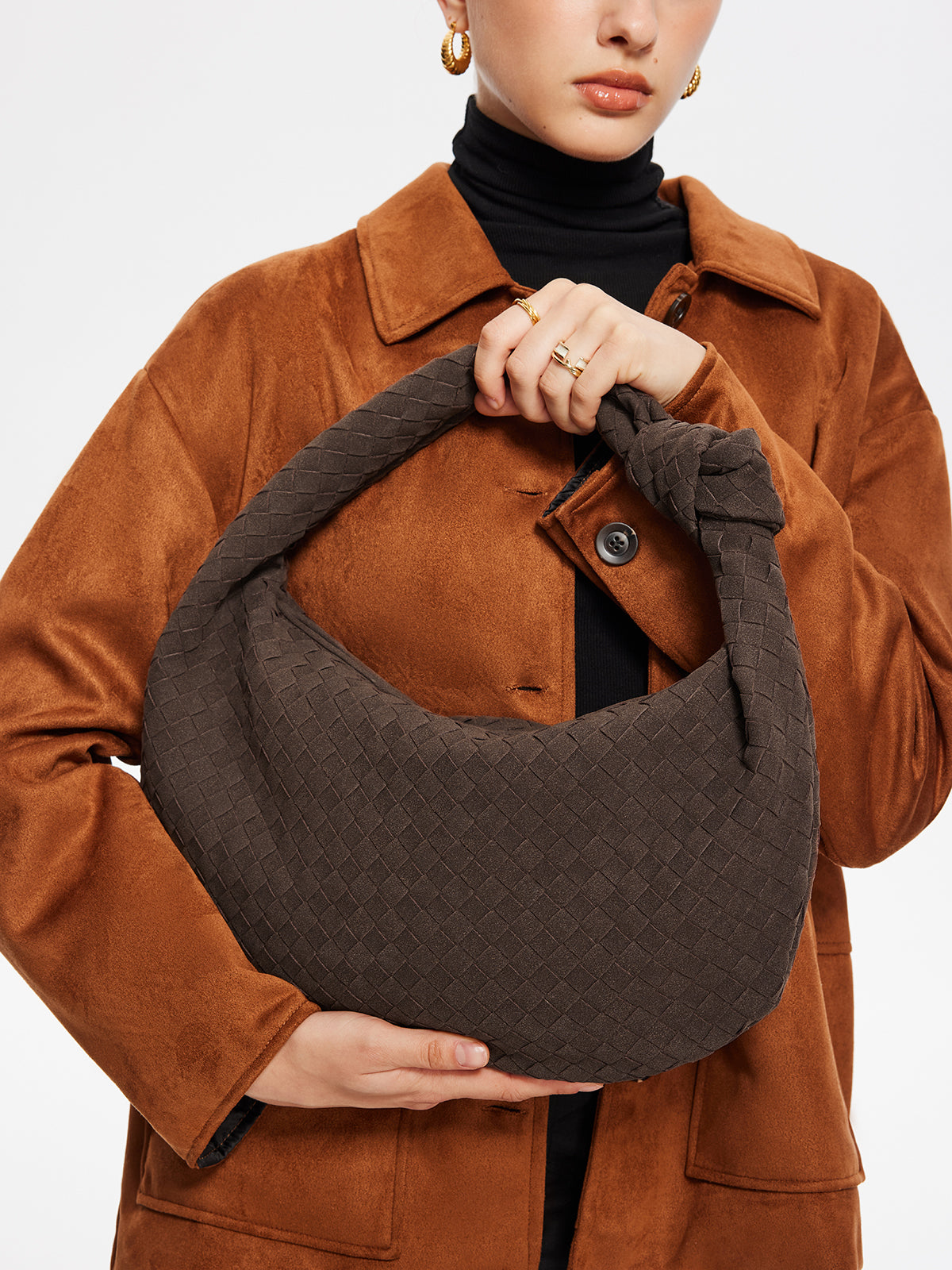 Sac à Main en Daim Marron | Élégant et Spacieux pour Femmes
