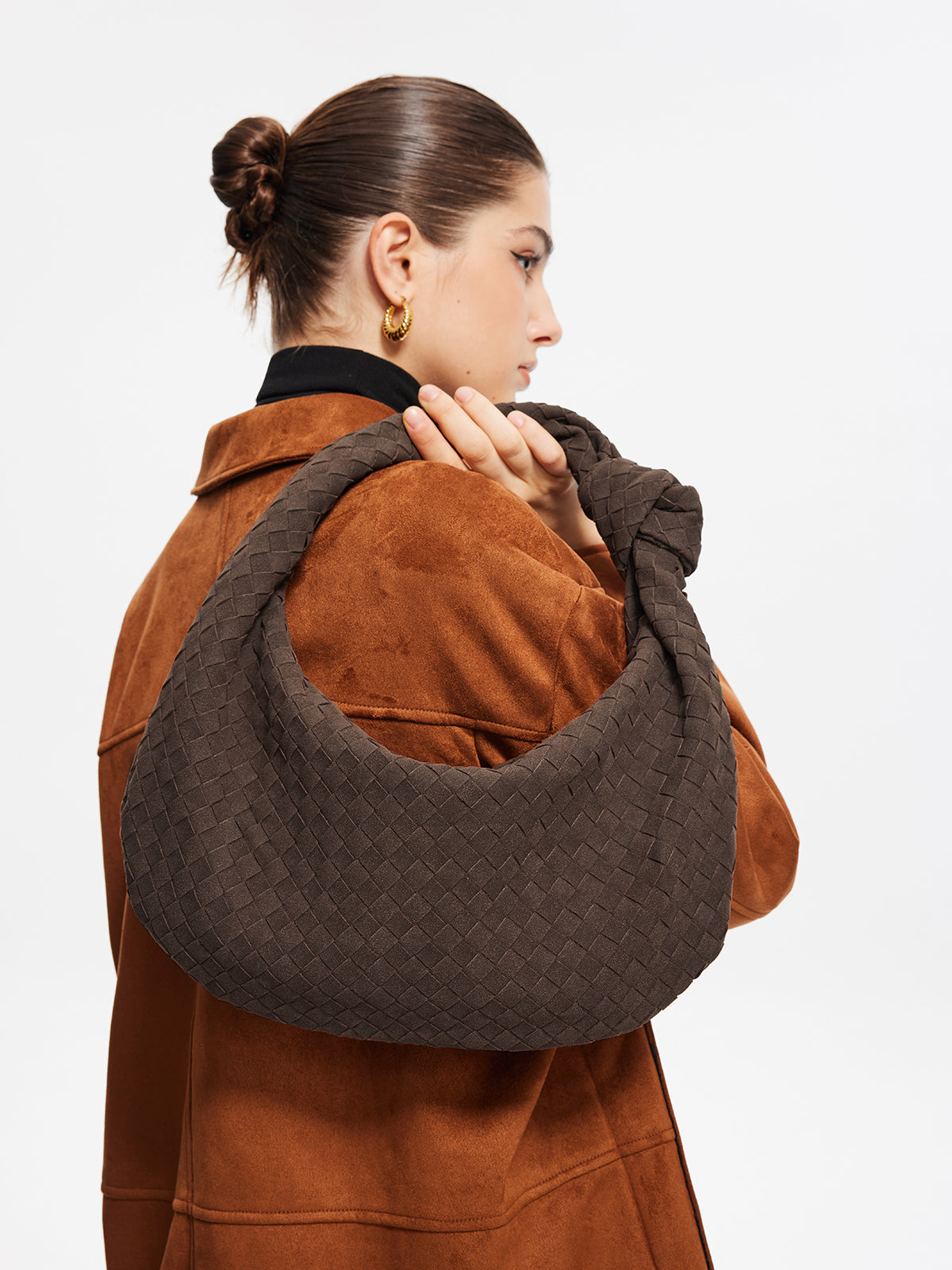 Sac à Main en Daim Marron | Élégant et Spacieux pour Femmes