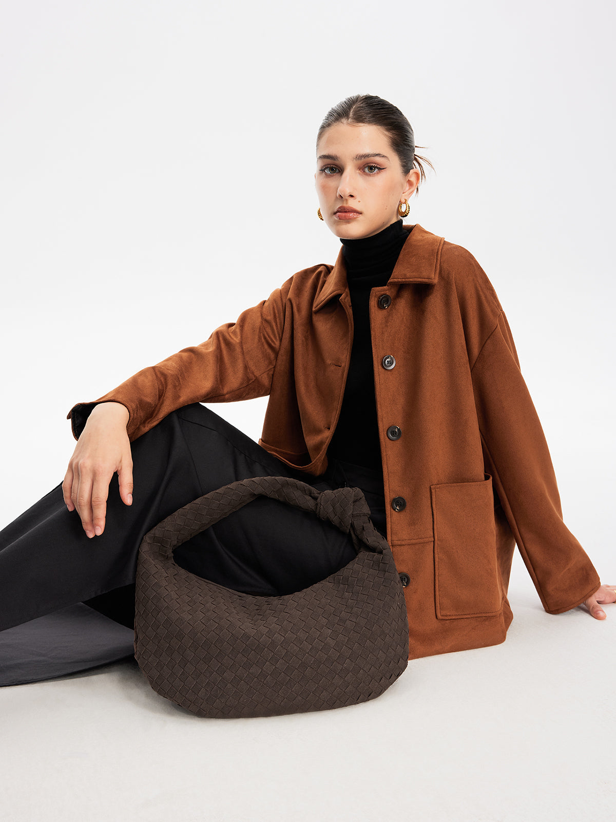 Sac à Main en Daim Marron | Élégant et Spacieux pour Femmes