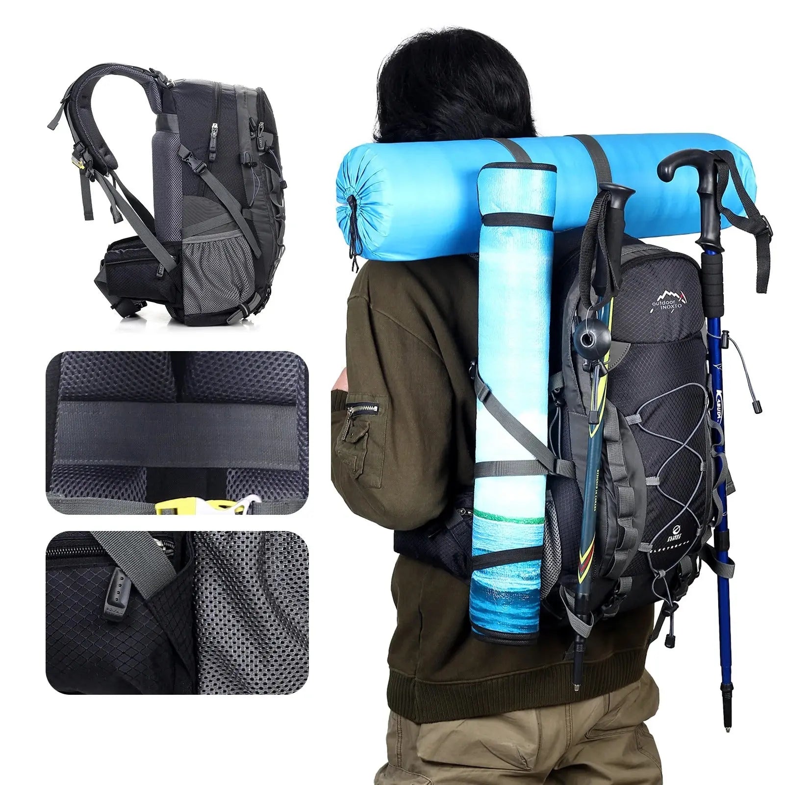 Sac à Dos Imperméable de Trekking | Confort Ergonomique et Rangement Ample