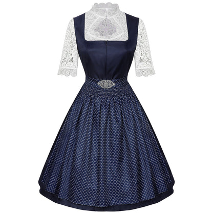 Robe Dirndl Bavaroise Émeraude | Avec Tablier et Blouse en Dentelle