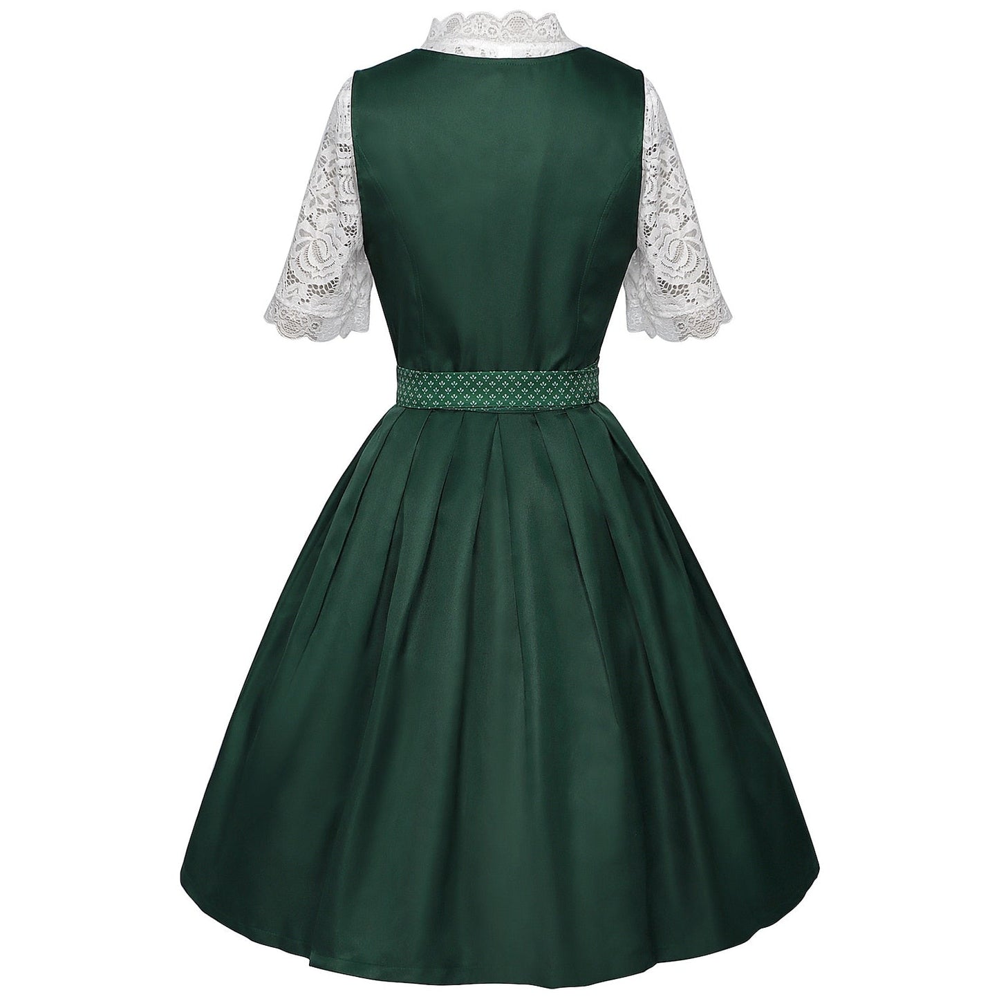 Robe Dirndl Bavaroise Émeraude | Avec Tablier et Blouse en Dentelle