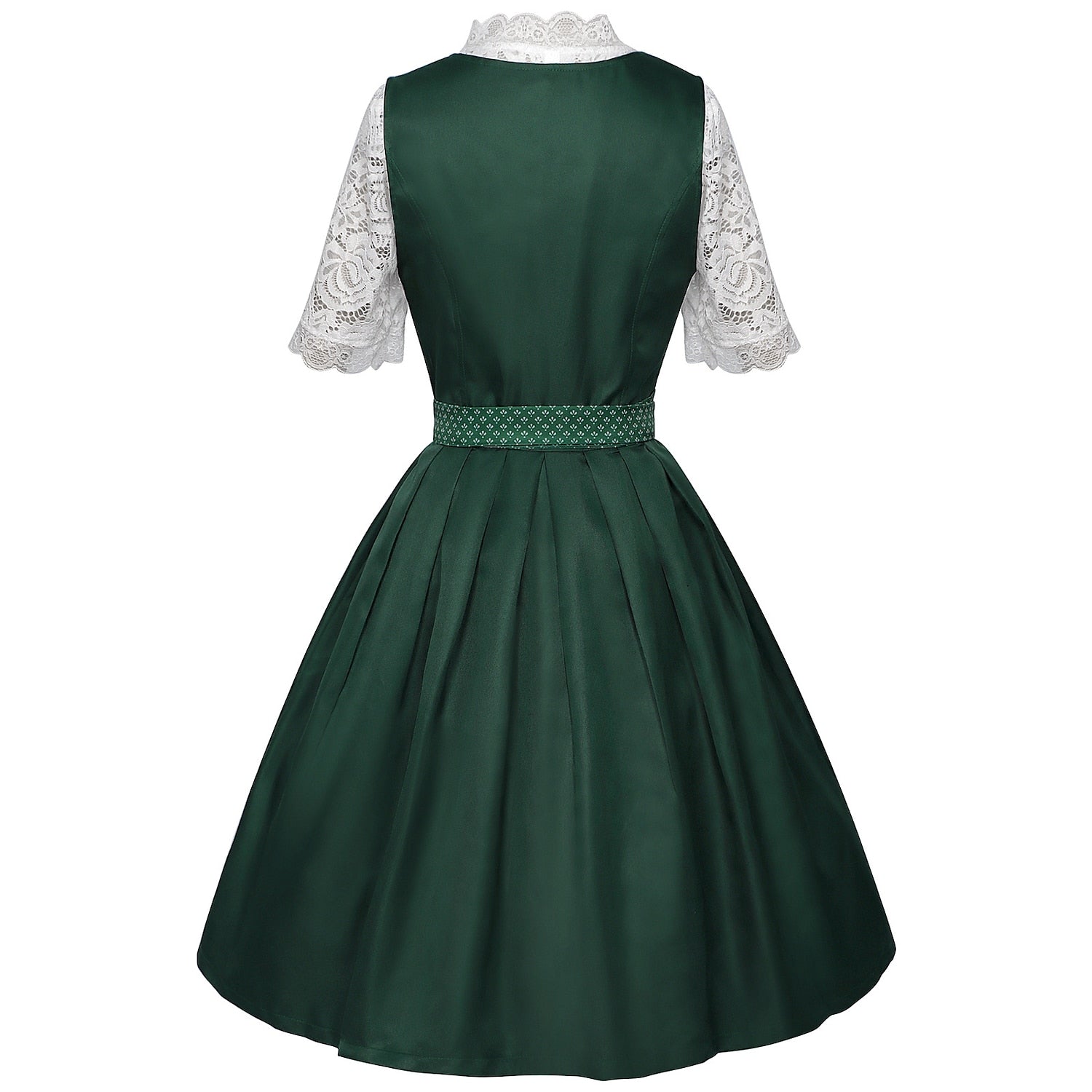 Robe Dirndl Bavaroise Émeraude | Avec Tablier et Blouse en Dentelle