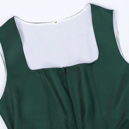 Robe Dirndl Bavaroise Émeraude | Avec Tablier et Blouse en Dentelle