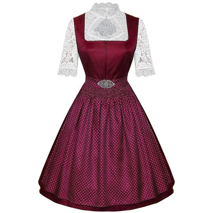 Robe Dirndl Bavaroise Émeraude | Avec Tablier et Blouse en Dentelle