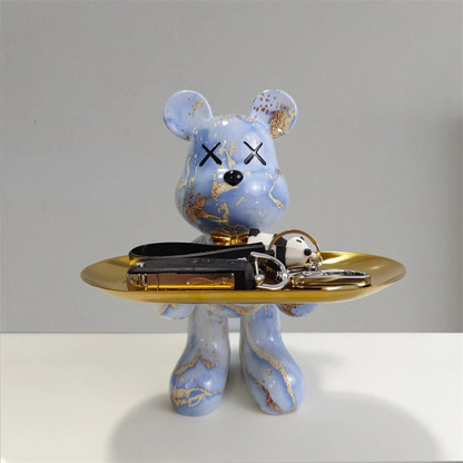 Figurine Ours Décoratif avec Plateau | Design Élégant et Pratique