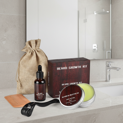 Kit de Croissance de Barbe Épais | Soins Complets pour Barbe Saine