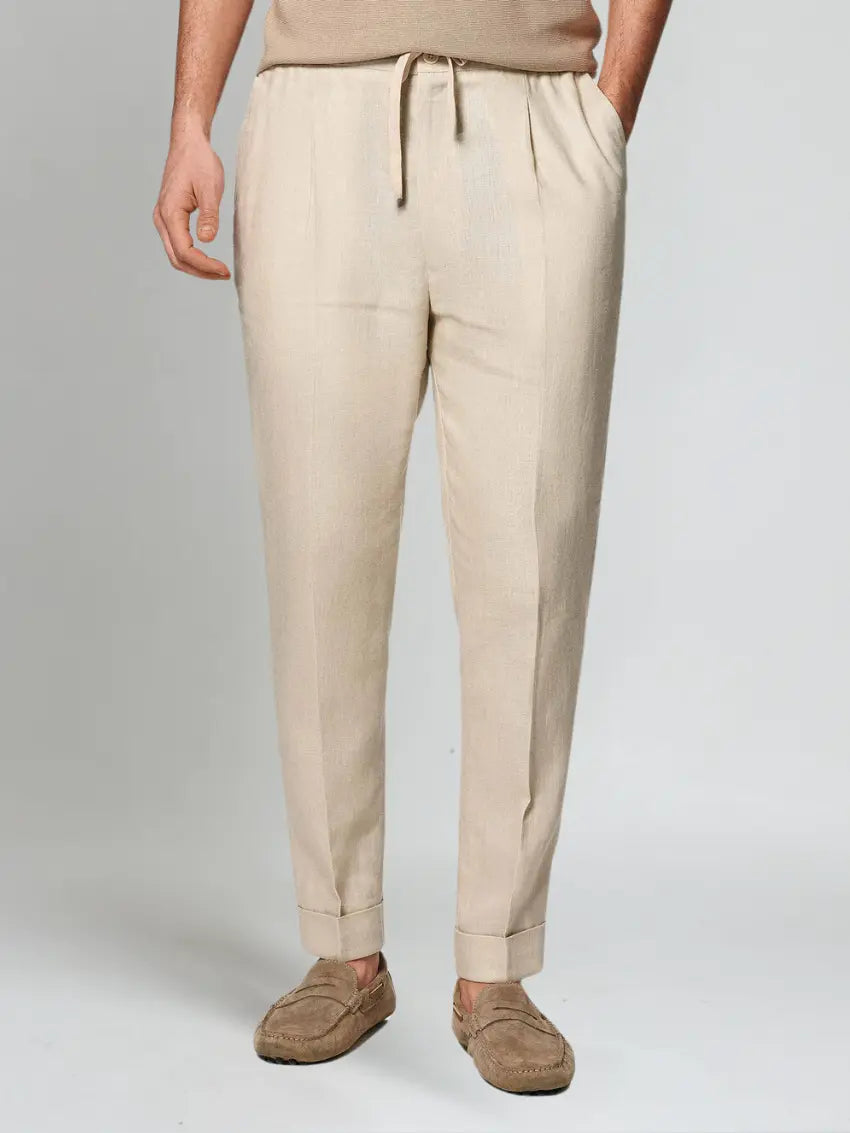 Pantalons en Lin Beige pour Hommes | Confort Léger et Polyvalent