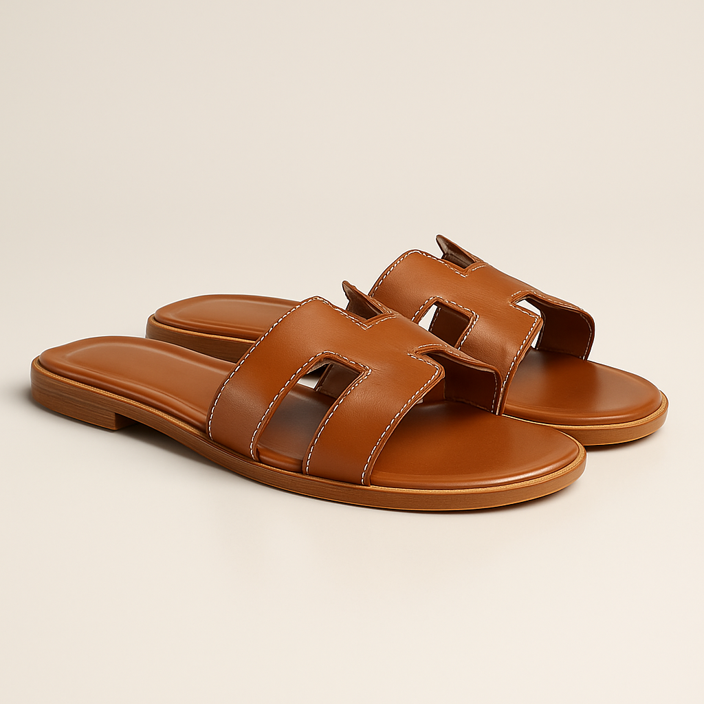 Sandales Plates en Cuir pour Femmes | Brides Ajustables et Semelle Ergonomique