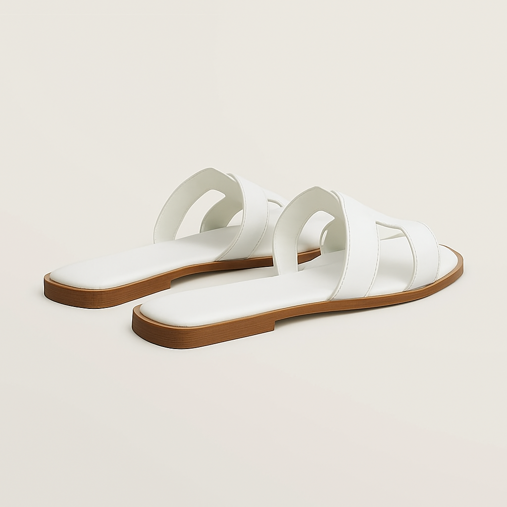 Sandales Plates en Cuir pour Femmes | Brides Ajustables et Semelle Ergonomique