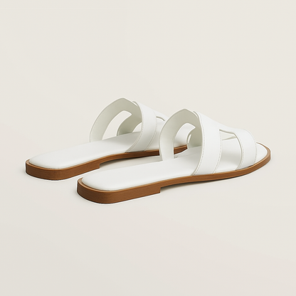 Sandales Plates en Cuir pour Femmes | Brides Ajustables et Semelle Ergonomique