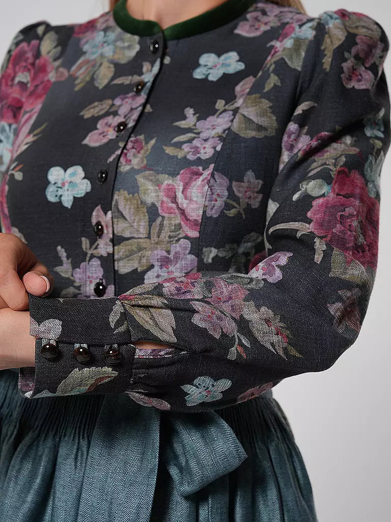 Robe Dirndl Vintage Noire Fleurie | Tablier Inclus pour Style Traditionnel