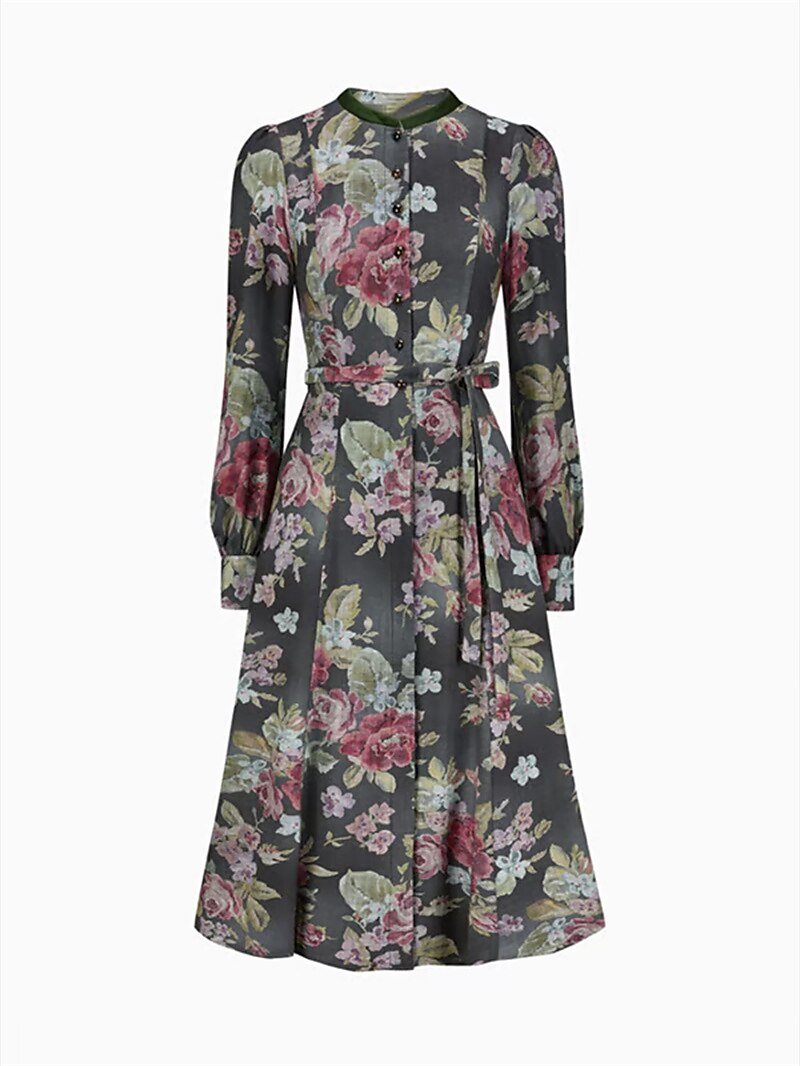 Robe Dirndl Vintage Noire Fleurie | Tablier Inclus pour Style Traditionnel