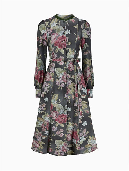 Robe Dirndl Vintage Noire Fleurie | Tablier Inclus pour Style Traditionnel