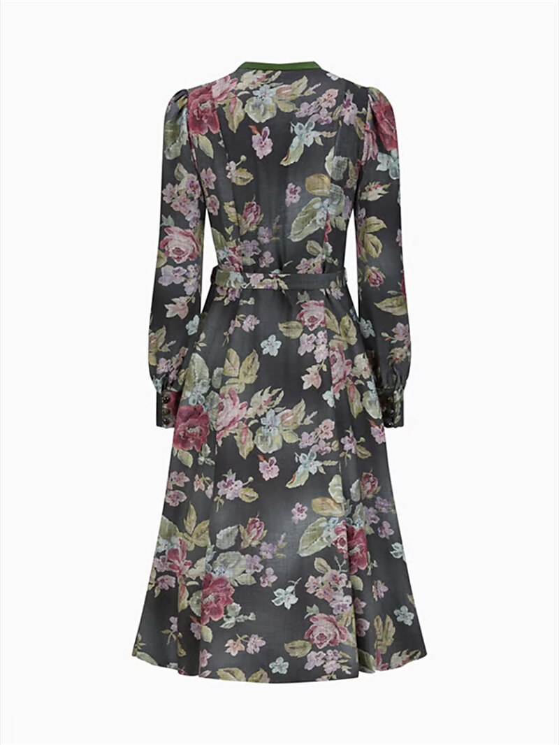 Robe Dirndl Vintage Noire Fleurie | Tablier Inclus pour Style Traditionnel
