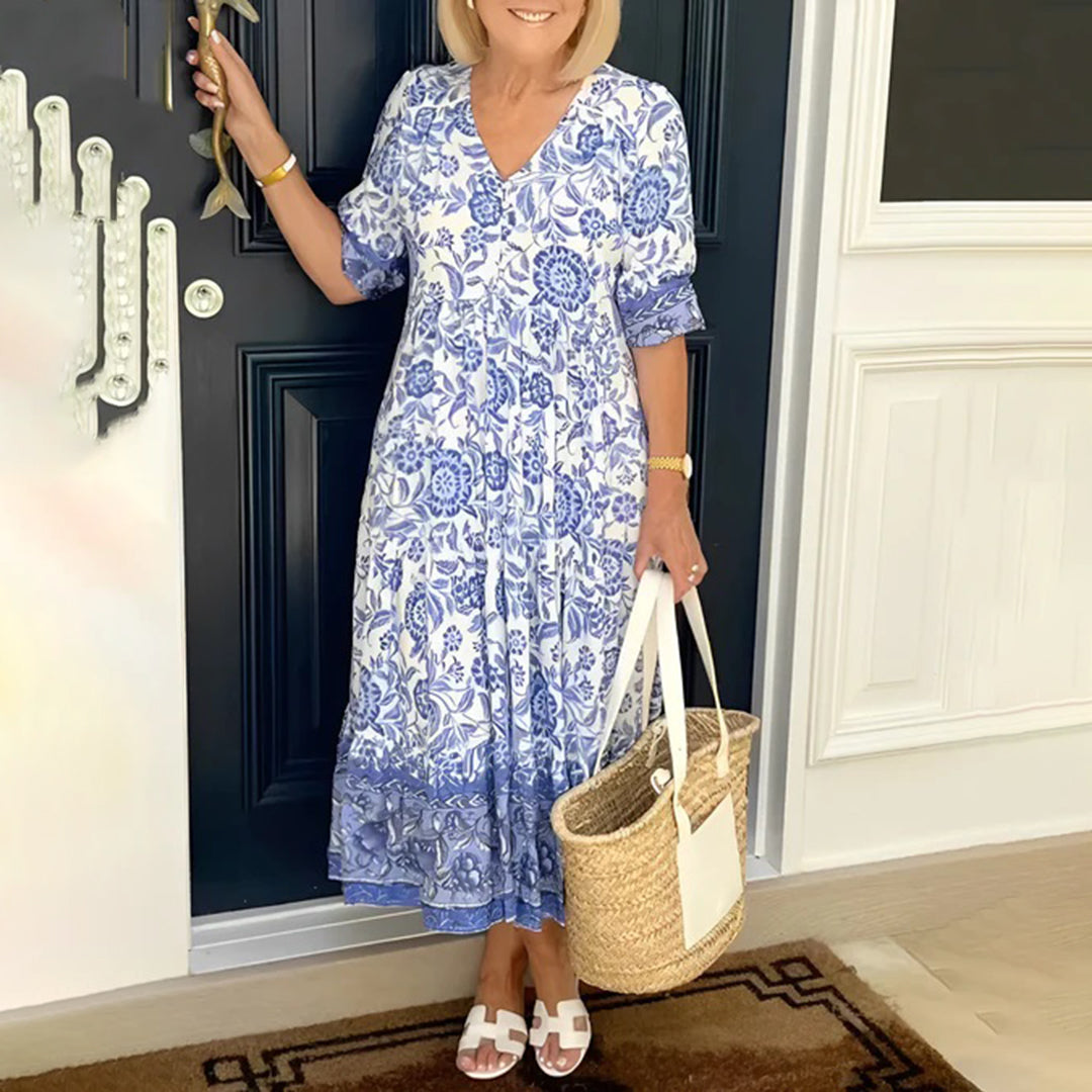 Robe Maxi Élégante Col V Femme | Confort d'Été et Style Cocktail