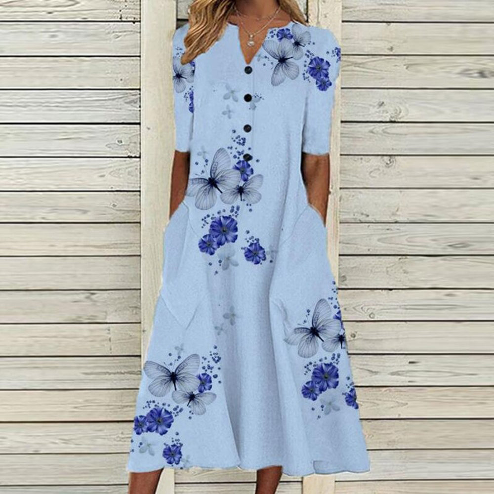 Robe d'été à Motif Floral | Style Élégant et Confortable